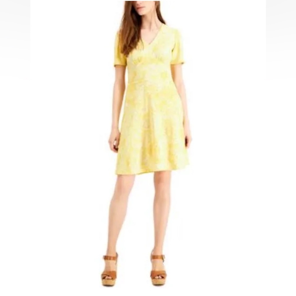 Michael Kors Empire Waisr Dress Saffron Yellow size Large